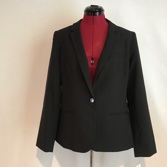 Calvin Klein Classic Black Blazer Women's Size 12 Long Sleeve One-Button NWT - Picture 1 of 12